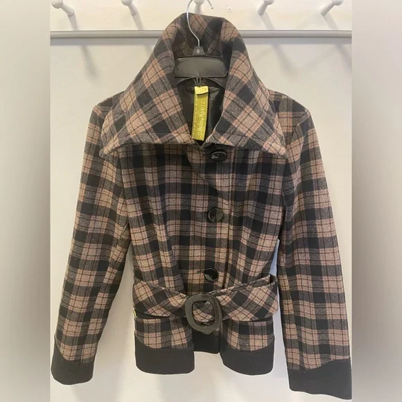 Soia & Kyo Fiona Wool Plaid Belted Jacket - Picture 2 of 8